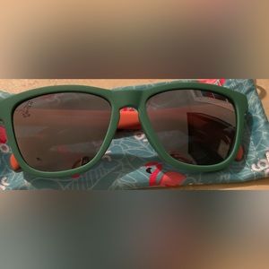 Green and peach colored Fruit Smash goodr shades.